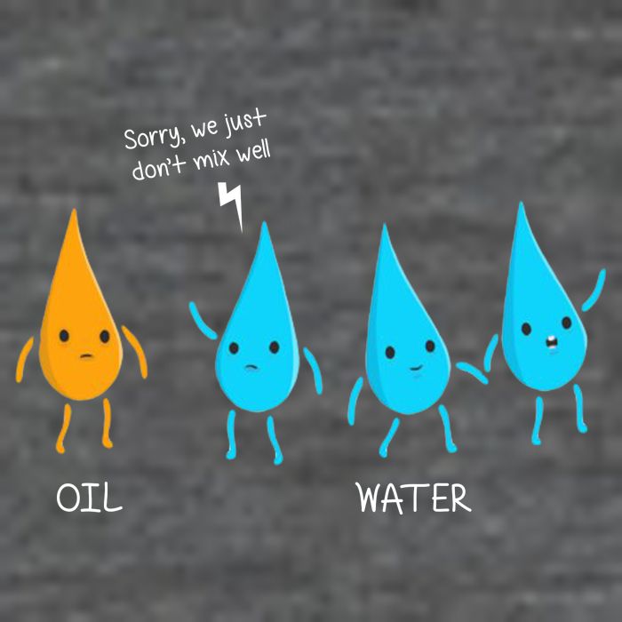 Oil And Water Don't Mix Well Funny Science Button