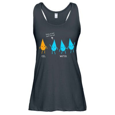Oil And Water Don't Mix Well Funny Science Ladies Essential Flowy Tank