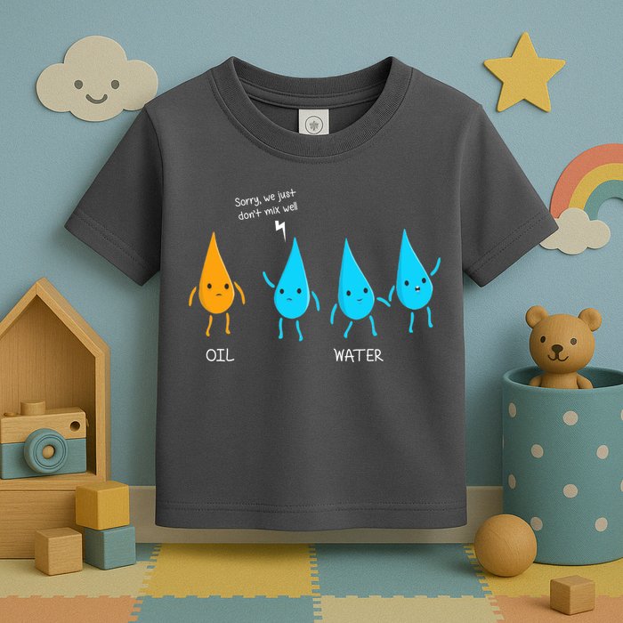 Oil And Water Don't Mix Well Funny Science Toddler T-Shirt