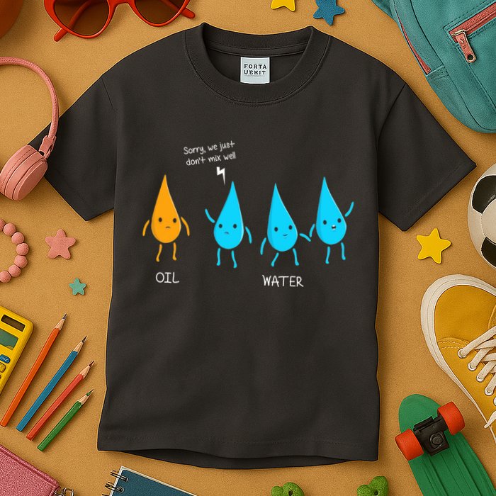 Oil And Water Don't Mix Well Funny Science Kids T-Shirt