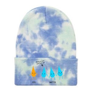 Oil And Water Don't Mix Well Funny Science Tie Dye 12in Knit Beanie