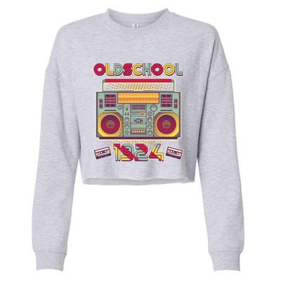 Oldschool Boombox 1924 100th Birthday Cropped Pullover Crew