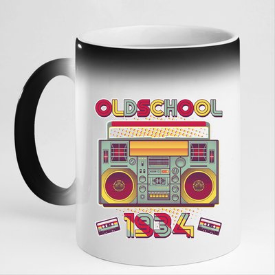 Oldschool Boombox 1934 90th Birthday 11oz Black Color Changing Mug