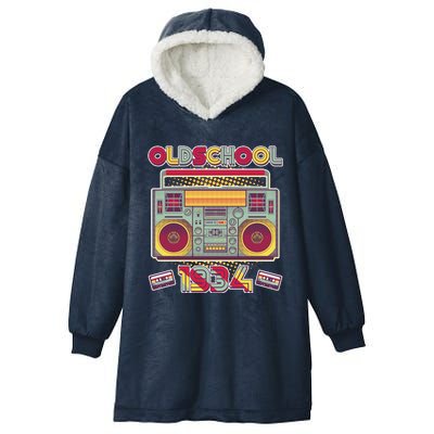 Oldschool Boombox 1934 90th Birthday Hooded Wearable Blanket