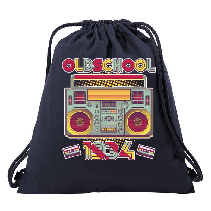 Oldschool Boombox 1934 90th Birthday Drawstring Bag