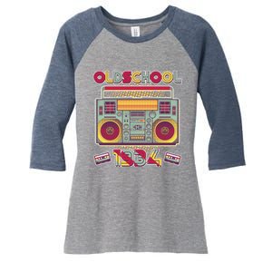 Oldschool Boombox 1934 90th Birthday Women's Tri-Blend 3/4-Sleeve Raglan Shirt