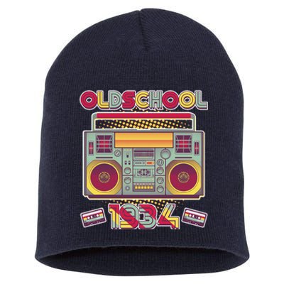 Oldschool Boombox 1934 90th Birthday Short Acrylic Beanie