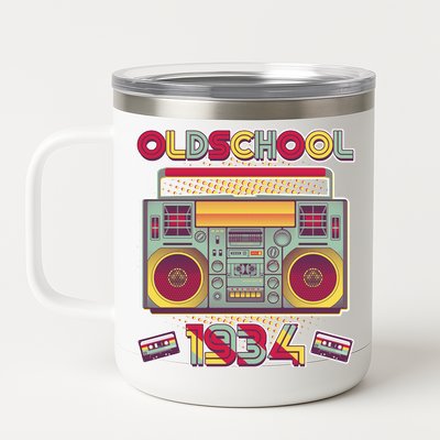 Oldschool Boombox 1934 90th Birthday 12 oz Stainless Steel Tumbler Cup