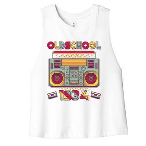 Oldschool Boombox 1934 90th Birthday Women's Racerback Cropped Tank