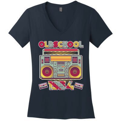 Oldschool Boombox 1954 70th Birthday Women's V-Neck T-Shirt