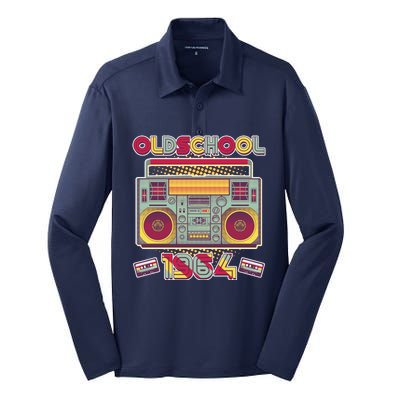 Oldschool Boombox 1964 60th Birthday Silk Touch Performance Long Sleeve Polo