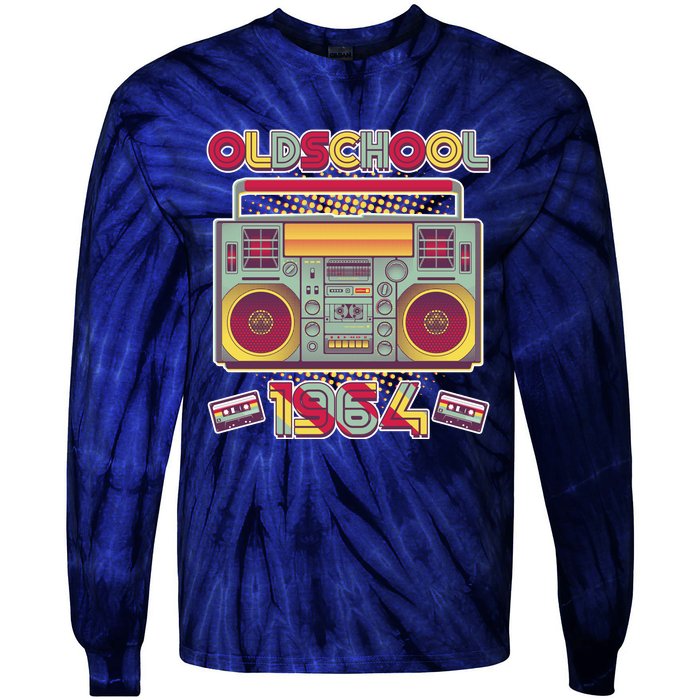 Oldschool Boombox 1964 60th Birthday Tie-Dye Long Sleeve Shirt