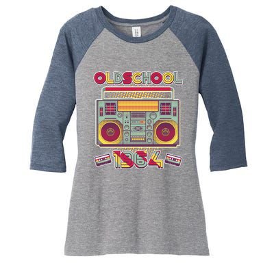 Oldschool Boombox 1964 60th Birthday Women's Tri-Blend 3/4-Sleeve Raglan Shirt