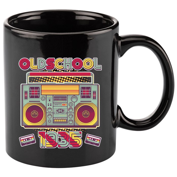 Oldschool Boombox 1935 90th Birthday 11oz C Handle Ceramic Mug