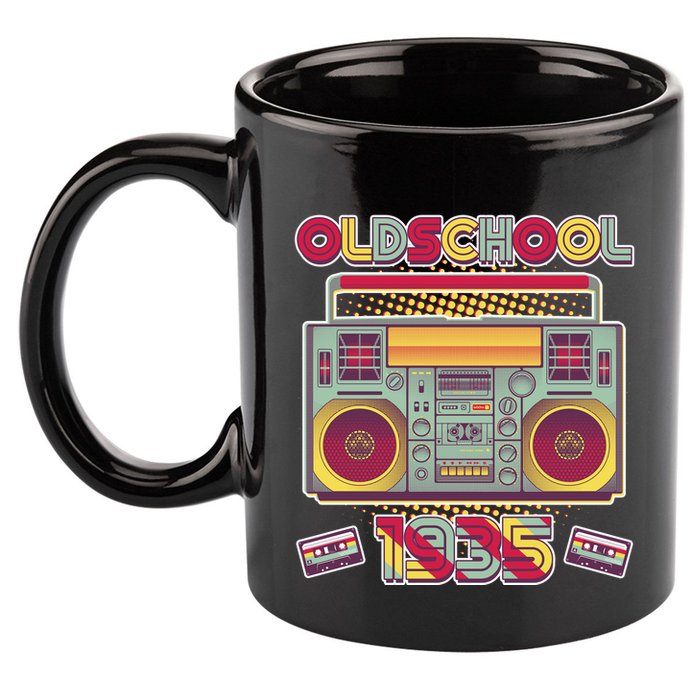 Oldschool Boombox 1935 90th Birthday 11oz C Handle Ceramic Mug