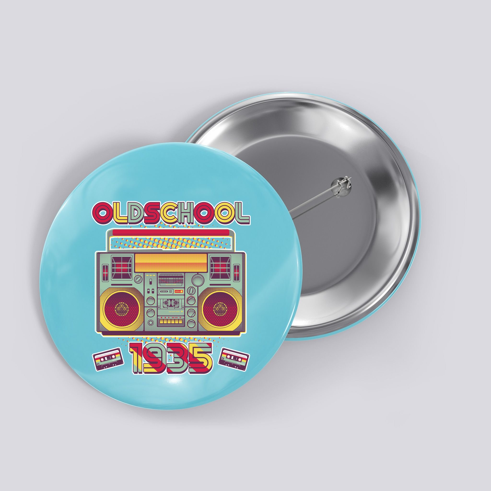 Oldschool Boombox 1935 90th Birthday Button