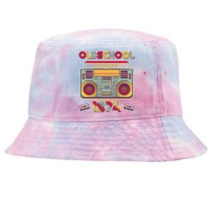 Oldschool Boombox 1974 50th Birthday Tie-Dyed Bucket Hat