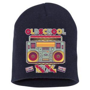 Oldschool Boombox 1974 50th Birthday Short Acrylic Beanie