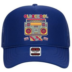 Oldschool Boombox 1974 50th Birthday High Crown Mesh Back Trucker Hat