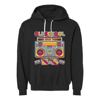 Oldschool Boombox 1945 80th Birthday Garment-Dyed Fleece Hoodie