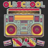 Oldschool Boombox 1945 80th Birthday 7 Panel Mesh Trucker Snapback Hat