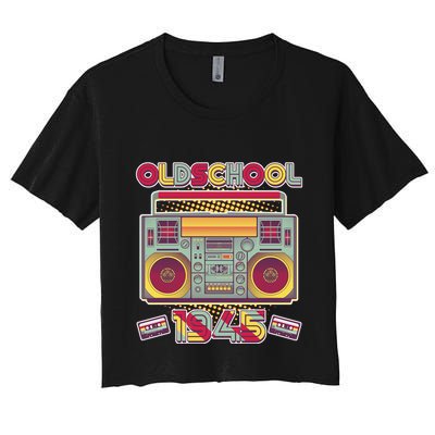 Oldschool Boombox 1945 80th Birthday Crop Top