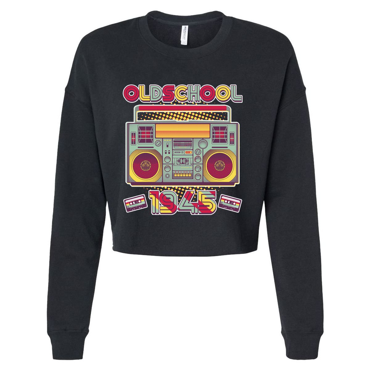 Oldschool Boombox 1945 80th Birthday Cropped Pullover Crew