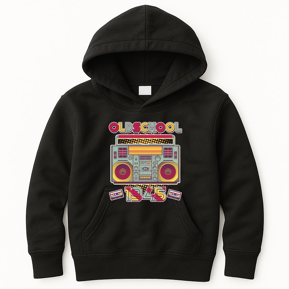 Oldschool Boombox 1945 80th Birthday Kids Hoodie