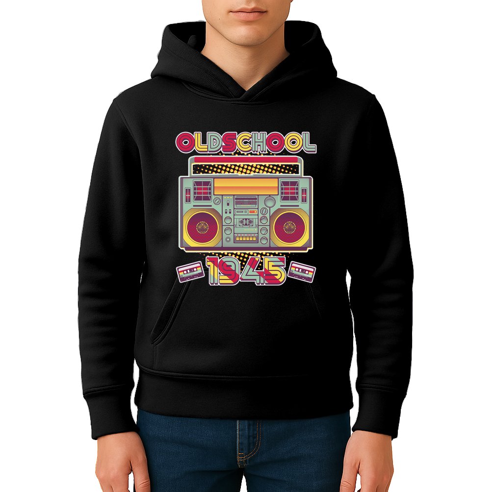 Oldschool Boombox 1945 80th Birthday Kids Hoodie