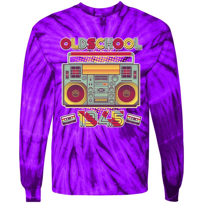 Oldschool Boombox 1945 80th Birthday Tie-Dye Long Sleeve Shirt