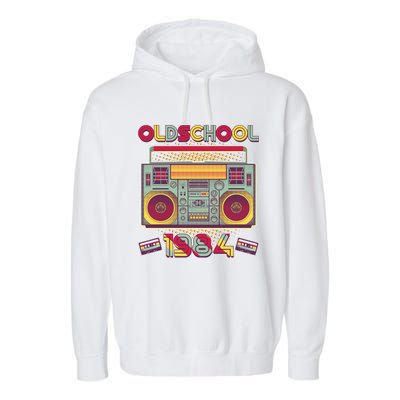 Oldschool Boombox 1984 40th Birthday Garment-Dyed Fleece Hoodie