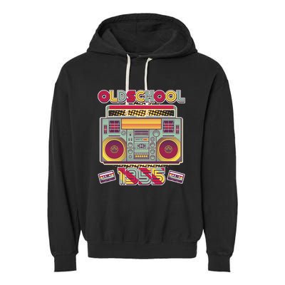 Oldschool Boombox 1955 70th Birthday Garment-Dyed Fleece Hoodie