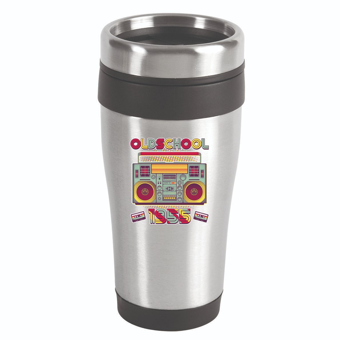 Oldschool Boombox 1955 70th Birthday 16oz Travel Tumbler