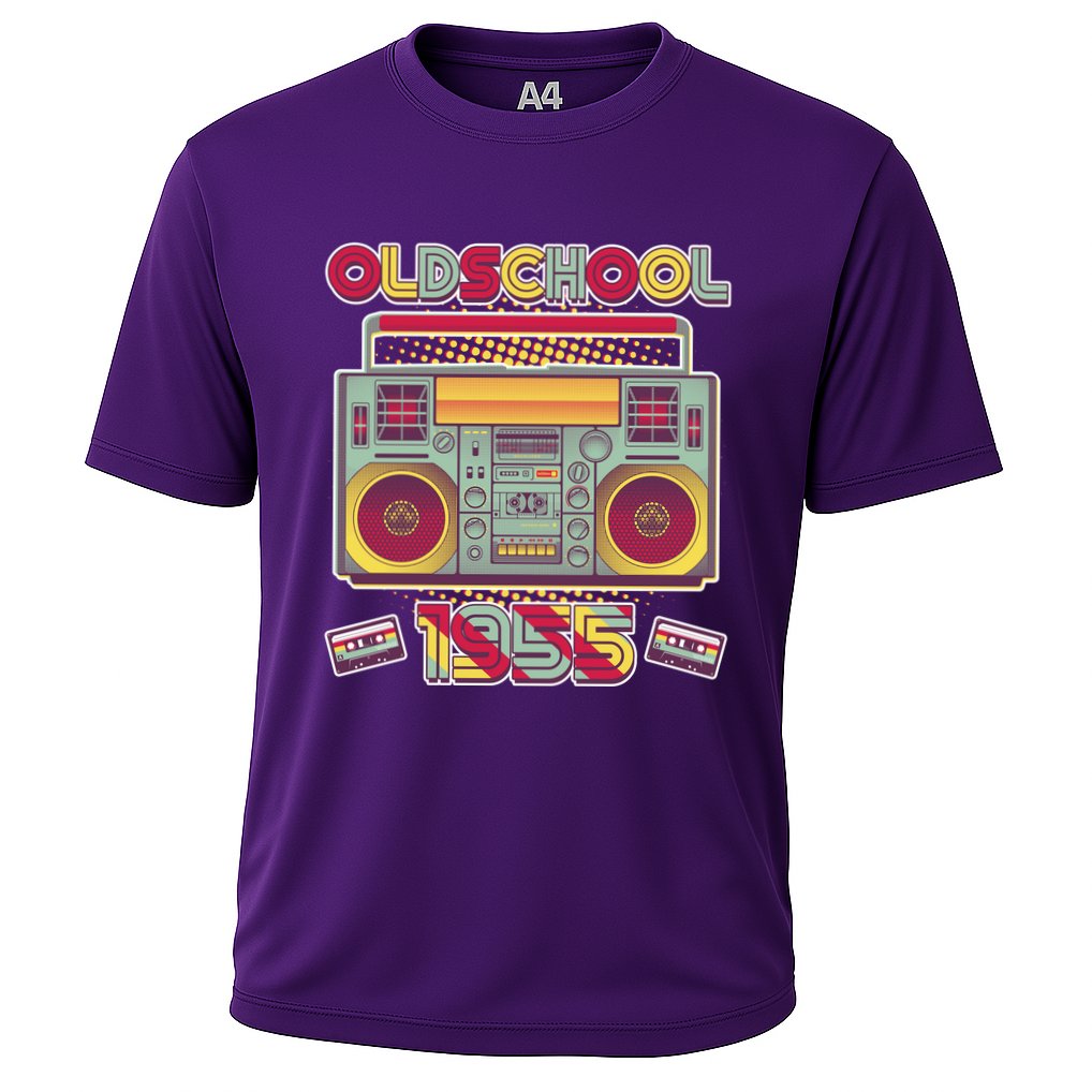 Oldschool Boombox 1955 70th Birthday Cooling Performance Crew T-Shirt