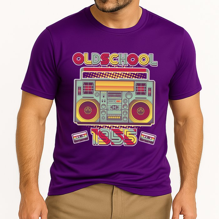 Oldschool Boombox 1955 70th Birthday Cooling Performance Crew T-Shirt