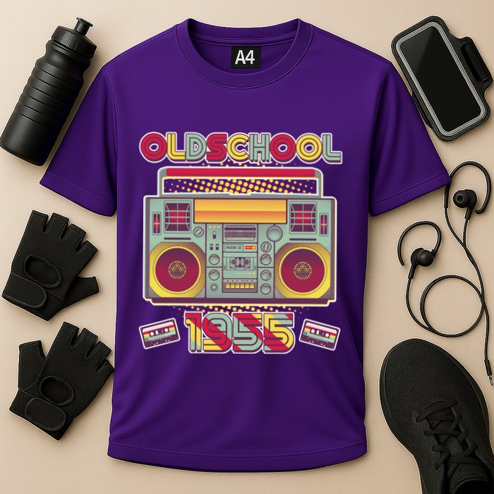 Oldschool Boombox 1955 70th Birthday Cooling Performance Crew T-Shirt