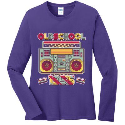 Oldschool Boombox 1955 70th Birthday Ladies Long Sleeve Shirt