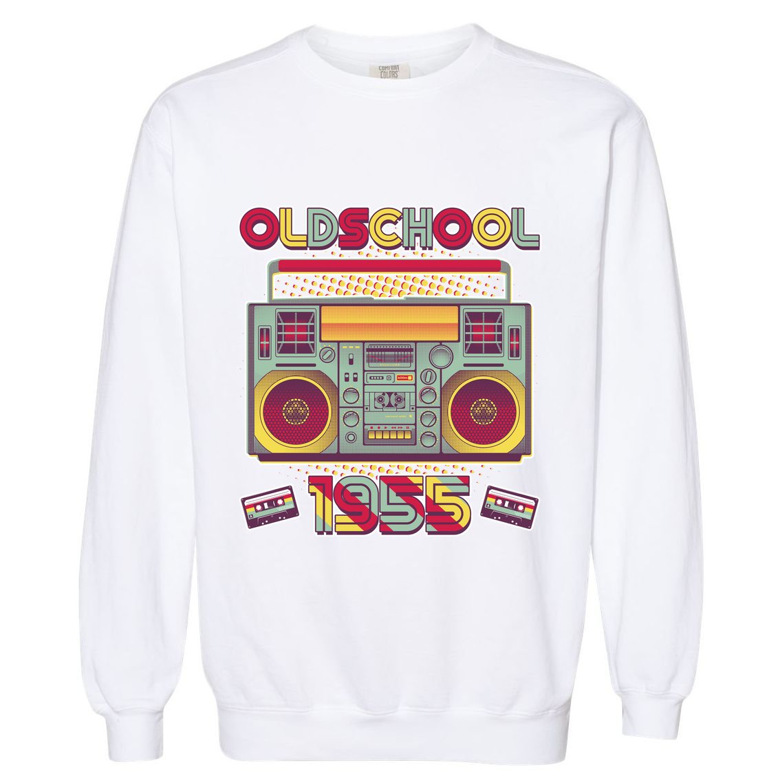 Oldschool Boombox 1955 70th Birthday Garment-Dyed Sweatshirt