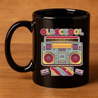 Oldschool Boombox 1965 60th Birthday 11oz C Handle Ceramic Mug