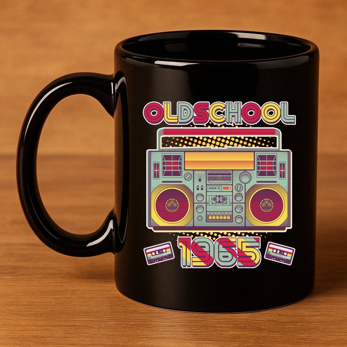 Oldschool Boombox 1965 60th Birthday 11oz C Handle Ceramic Mug