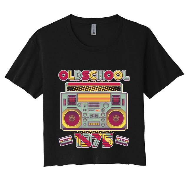 Oldschool Boombox 1975 50th Birthday Women's Crop Top Tee