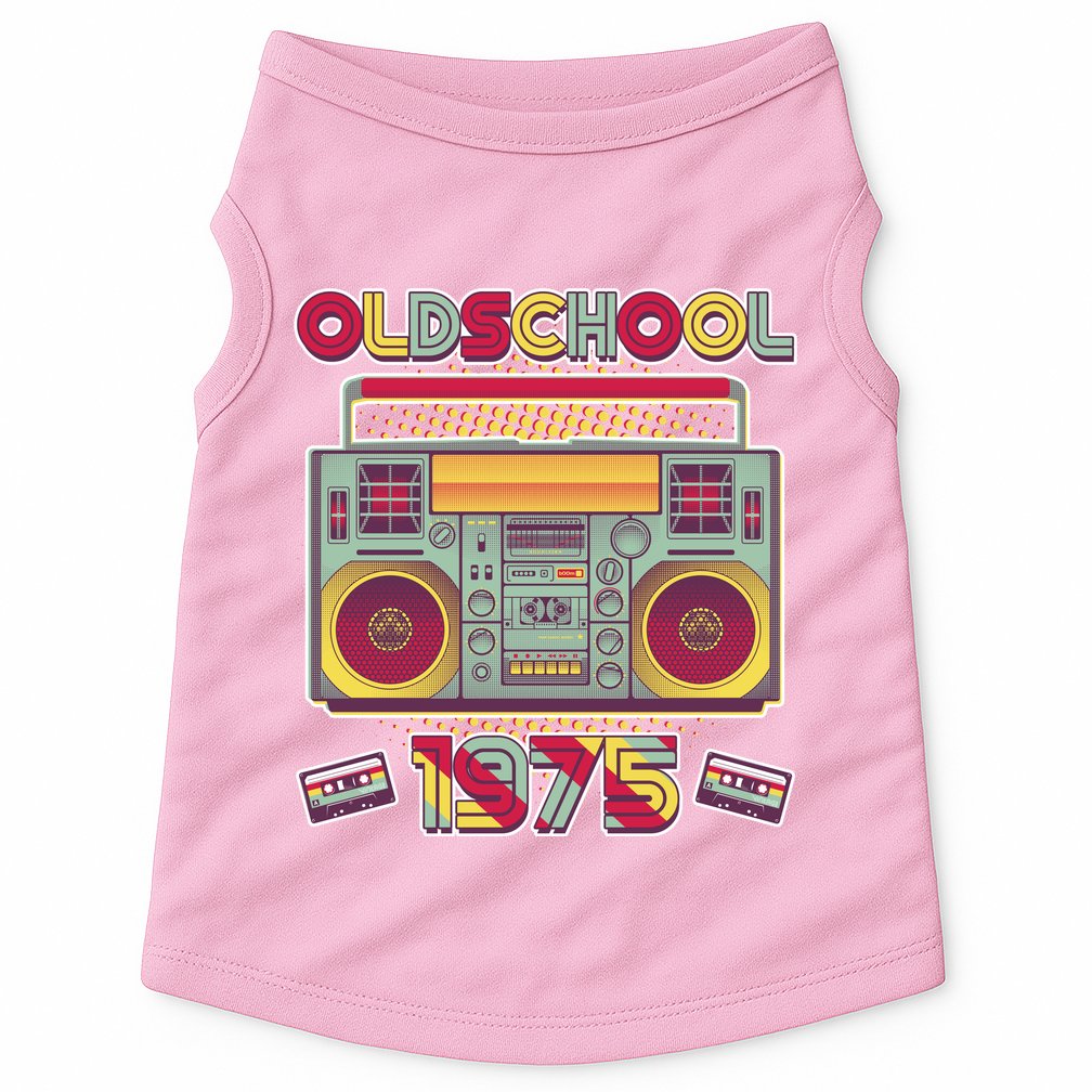 Oldschool Boombox 1975 50th Birthday Doggie Tank