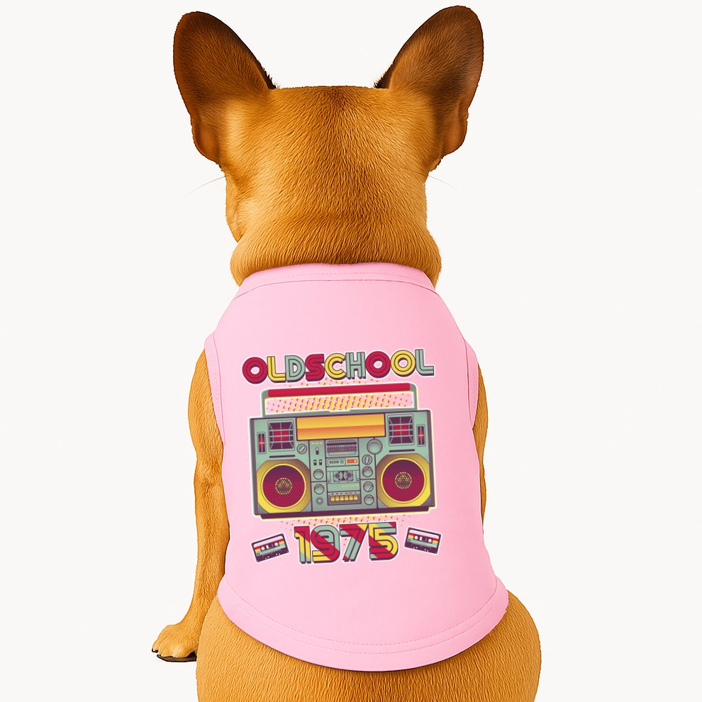 Oldschool Boombox 1975 50th Birthday Doggie Tank