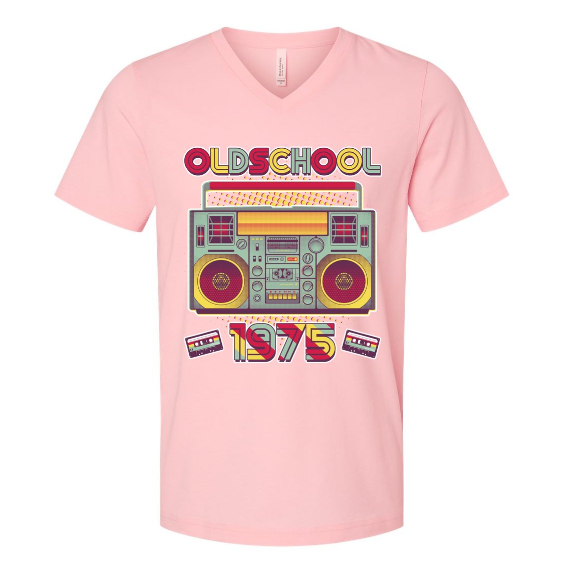 Oldschool Boombox 1975 50th Birthday V-Neck T-Shirt
