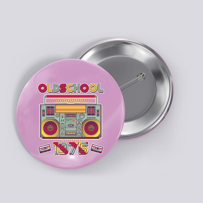 Oldschool Boombox 1975 50th Birthday Button
