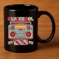 Oldschool Boombox 1985 40th Birthday 11oz C Handle Ceramic Mug