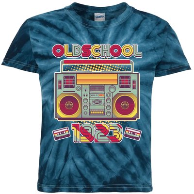 Oldschool Boombox 1923 100th Birthday Kids Tie-Dye T-Shirt