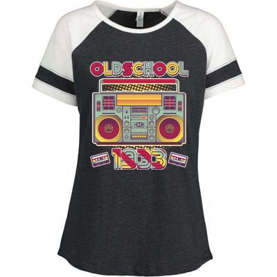 Oldschool Boombox 1933 90th Birthday Enza Ladies Jersey Colorblock Tee