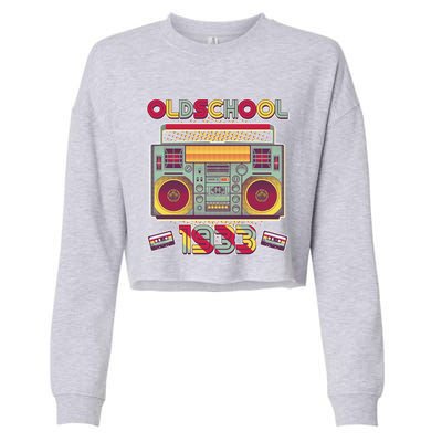 Oldschool Boombox 1933 90th Birthday Cropped Pullover Crew