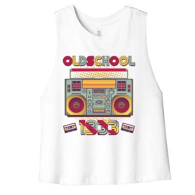 Oldschool Boombox 1933 90th Birthday Women's Racerback Cropped Tank